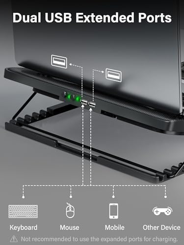 Kootek Laptop Cooling Pad Cooler Stand with 5 Quiet Fans for 12"-17" Laptop - Image 5