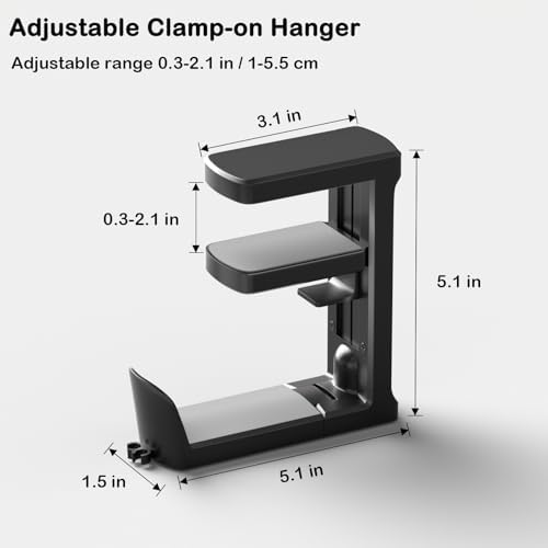 Headphone Hook - Adjustable Clamp-on Headphone Holder (Black_2 Pack) - Image 7