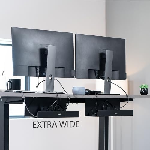 VIVO 2 Pack Black 17 inch Extra Deep Cable Management Tray, DESK-AC16-2C - Image 2