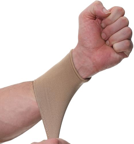 NeoTech Care Wrist Band Support Sleeve - Elastic & Breathable Knitted Fabric Compression Brace - for Tennis, Gym, Sport, Tendonitis (Beige Color, Size XXL, 1 Unit) by NEOtechCare