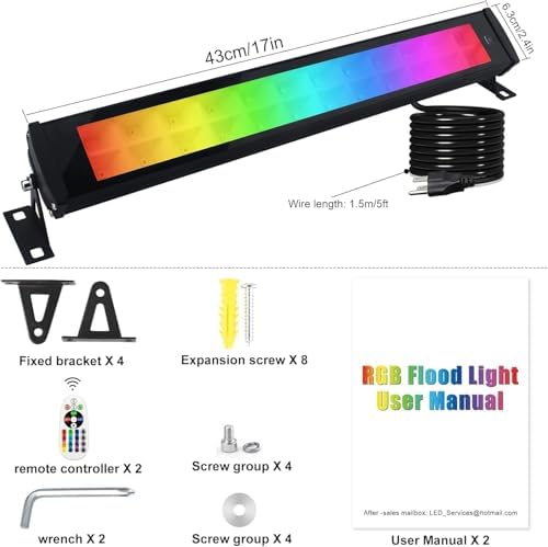 50W RGB Wall Washer Light, RGB Light bar with Remote Control & APP Control, for Hotel, Building, Commercial Lighting, Birthday Party, Garden Lighting, Wall Display - Image 6