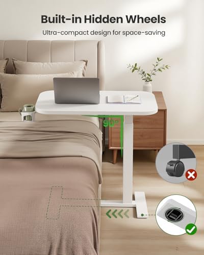 Marsail 32×16 inch Overbed Table with Hidden Wheels, 360° Swivel Cup Holder - Image 4