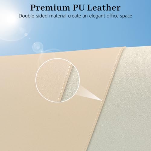 Beige Leather Desk Pad Large Mouse Pad, 23.6"x13.8" - Image 3