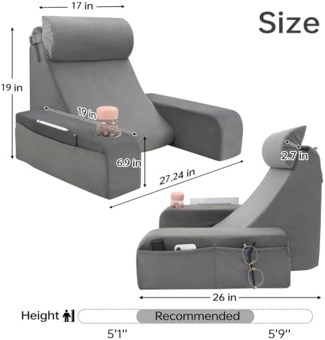 ENITYA 19" Reading Pillow for Bed with Firm Back Support & Big Pockets - Image 6