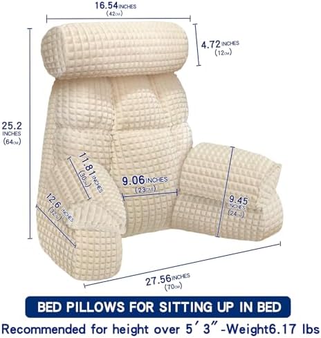 FXXUDVNIIN Back Pillow for Bed Sitting up – with 9.4" Armrest - Image 2