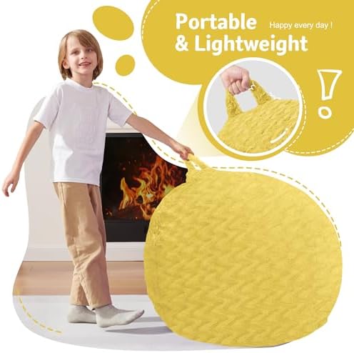 2FT Bean Bag Chair,Giant Bean Bag Chairs for Adults,Big Bean Bags with Memory Foam Filled, Large Beanbag Chairs with Chevron Plush Cover-Yellow - Image 4
