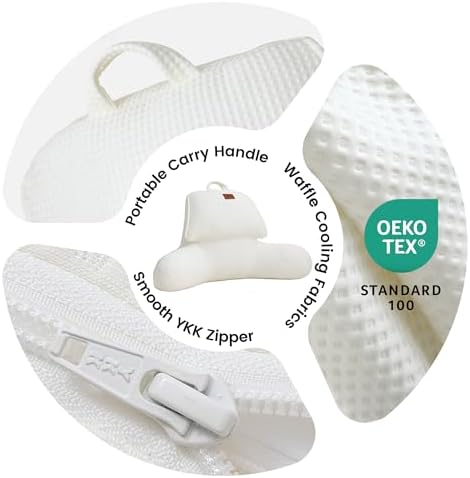 Adjustable Firmness Waffle Back Support Cooling Reading Pillow, Ivory, 17" - Image 6