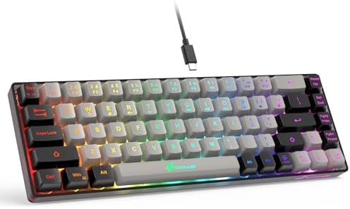 GEODMAER 65% Gaming Keyboard, Wired Backlit Mini Keyboard, Ultra-Compact Anti-Ghosting No-Conflict 68 Keys Membrane Gaming Wired Keyboard for PC Laptop Windows Gamer by GEODMAER