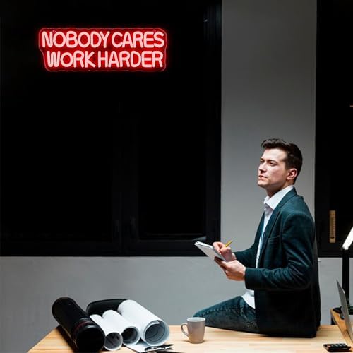 Allball Nobody Cares Work Harder Neon Sign, Motivational Neon Light USB Powered Lnspirational LED Neon Light Wall Art, for Office Study Room Or Gym Teen Bedroom Modern Decor(15.7 * 5.1 In) - Image 6