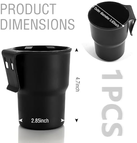 Hanging Cup Holder for Car Air Vents/Windows,Multi-Function Car Cup Holder Organizer/Car Trash Can,Universal Car Window Cup Holders with 2 Hooks Fits Most Cup Types (Black) - Image 2