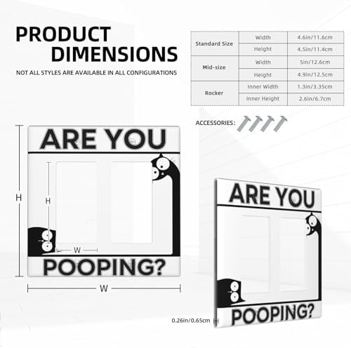 Decorative Outlet Covers Funny Bathroom Art with Are You Pooping Sign 2 Gang Light Switch Cover Plate Double Rocker Wall Plate Gfci Switch Plate Covers Plug Faceplate for Country Decor - Image 5