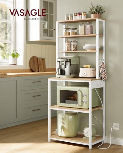VASAGLE Coffee Bar, 23.6 Inches 6-Tier Baker's Rack with 6 Hooks - Image 2