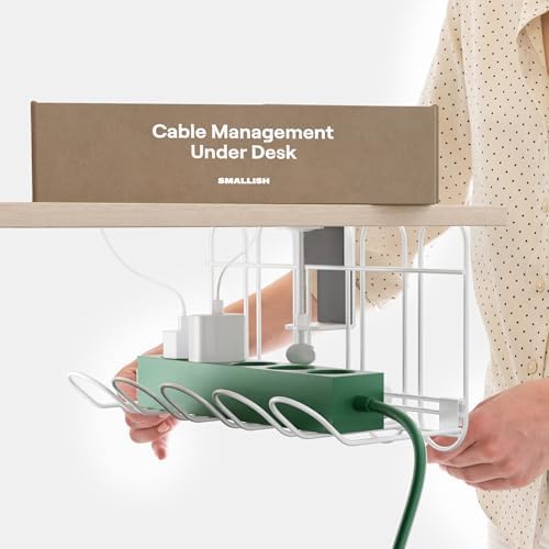 CarryUp Under Desk Cable Tray for Dorm Room - Cream by BedShelfie