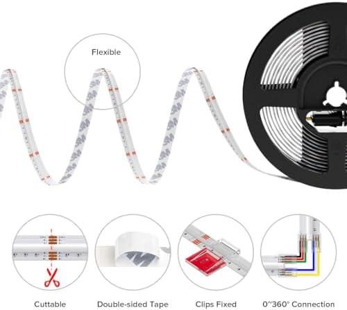 BTF-LIGHTING 9.8FT RGBCCT COB LED Strip Light, DC24V Color Changing - Image 7