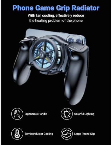 ciciglow Phone Game Grip, Semiconductor, Adjustable Mobile Controller Handle Holder with Colorful Light Effect, Fan Cooling, for, iOS - Image 2