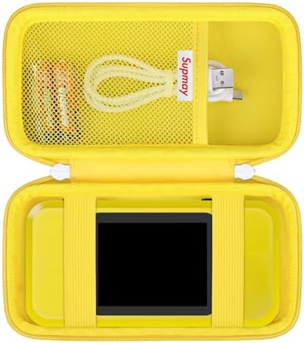 Supmay Hard Travel Case for My Arcade Pac Man Pocket Player Handheld Game Console, Portable Video Game System Handheld Game Protection Case with Mesh Pocket for Batteries and USB-C Cable, Yellow by Supmay