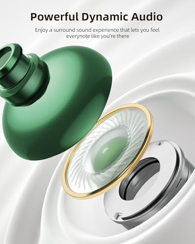 PocBuds Bluetooth Headphones Wireless Earbuds 80hrs Playtime Wireless Charging Case Digital Display Sports Ear Buds with Earhook Deep Bass IPX7 Waterproof Over-Ear Earphones for TV Phone Laptop Olive - Image 5