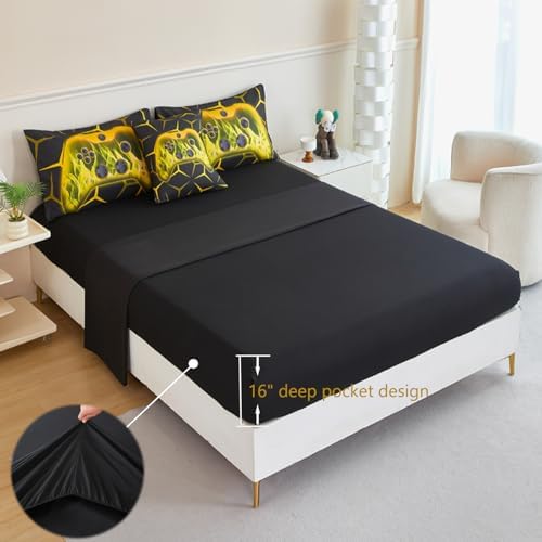 ZRNBAST Boys Gamer Comforter Set, Queen Bed in a Bag Gold Gaming Bedding - Image 5