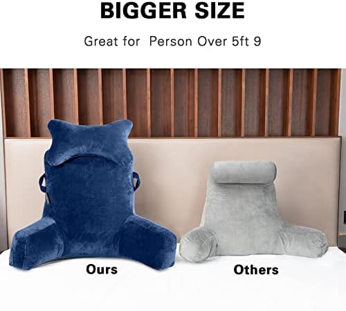 SLIGUY Reading Pillow-Bed Rest Pillow with Detachable Neck Roll & Higher Support Arm for Sitting in Bed Couch or Floor-Backrest Reading Pillow Adult Back Pillow for Reading/Watching TV/Gaming,Blue - Image 4