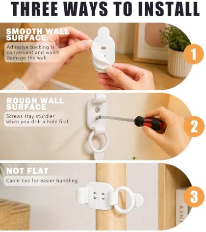 20Pcs Cable Management Clips, Adhesive Cord Holder Organizer-White - Image 4