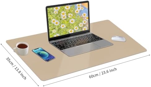 Bloss Beige Desk Mat 23.6" x 13.8", Desk Matt for Desktop, Large Leather Mouse Pad Waterproof, Computer Mat for Office Work/Home/Decor/Protector - Image 6