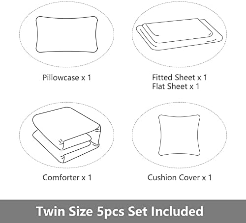 ROWADALO 5 Pieces Bed in A Bag Gamer Bedding Set for Boys Kids Adult Gaming Comforters Set,Boys Bed in A Bag Set Twin Size Comforter with Fitted Sheet Flat Sheet Pillowcase pillowsham,DJTH5026Twin - Image 5
