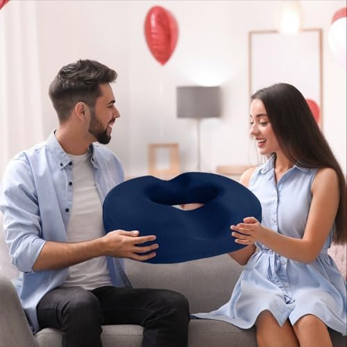 BlissTrends Donut Pillow Seat Cushion, Memory Foam Lifting Cushions | Donut Chair Cushions for Postpartum Pregnancy&Hemorrhoids,Tailbone Pain Relief Cushion for Office&Home Chairs(XX-Large, Blue) - Image 7