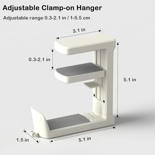 Headphone Hook - Adjustable Clamp-on Headphone Holder (White_2 Pack) - Image 4