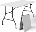 Folding Table 5FT Heavy Duty Plastic Table with Handle, Foldable&Portable, Fold-in-Half Utility Tables for Outdoor, Dining, Wedding, Events, Indoor, Picnic, Camping, Party,White by FoldingFurniture