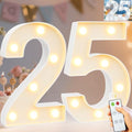 Pooqla 25th Birthday Decoration for Her Him, Decorative Marquee Numbers with Remote, Light Up 25 Sign for Party Backdrop 25th Wedding Anniversary Decor, Warm White and Cool White Number 25 by Pooqla