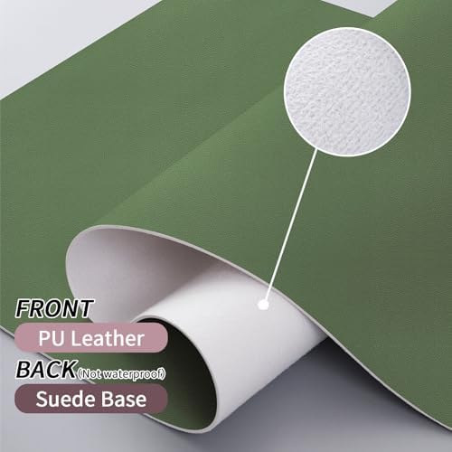 Bloss Olive Green Desk Mat 35.4" x 15.7", Desk Matt for Desktop, Large Leather Desk Pad, Waterproof Desk Pad Mat, Office Supplies for Women - Image 3