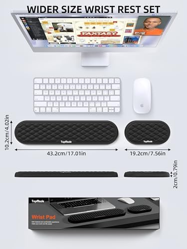 Ergonomic Wrist Rest, Full-Size Keyboard & Mouse Wrist Support Pad, Black | Slow Rebound, Soft Memory Foam, Computer Keyboard & Mouse Palm Rest, Pain Relief, Comfort for Office, Gaming, Study, Typing - Image 4
