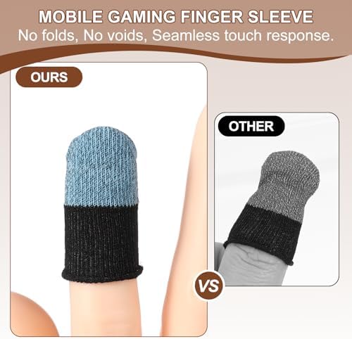 PATIKIL Controller Finger Thumb Sleeves, 40 Pack Mobile Gaming Finger Sleeve Silver Fiber Tip Gloves Anti-Sweat Breathable for Game Phone Touchscreen Devices, Blue - Image 5