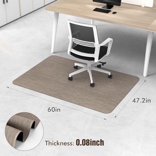 Blvornl Office Chair Mat for Hardwood Floor, Computer Chair Mat, 47.2"x 60" | Dark Brown, Waterproof, easy to clean, suitable for hardwood, laminate, Rattan Woven Pattern, Durable Solid PVC Material - Image 2