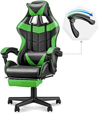 Soontrans Gaming Chair Green,Racing Gaming Chair with Footrest,Ergonomic Computer Gamer Chair,Game Chair with Adjustable Headrest and Lumbar Support by SOONTRANSCHAIR