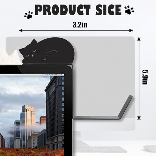 Metal Dog And Cat headphone holder for monitor, Lie cat, Black - Image 3