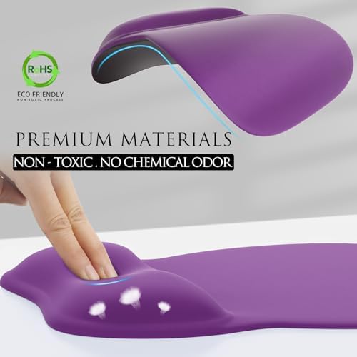 MROCO Ergonomic Mouse Pad with Gel Wrist Rest, 9.4 x 8.1 in, Violet Purple - Image 3