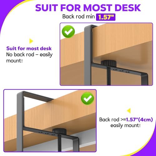 Under Desk Cable Management Tray, REFLYING 14.6" Cable Management Under Desk No Drill,Adjustable Clamp Cord Wire Organizer, Cord Hider for Standing Table, Wire Hider for Office,Home (Small) - Image 7
