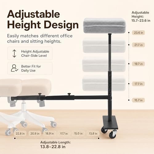 BALAPET Pet Office Chair Bed, Adjustable Height Chair-Side Pet Bed with Wheels, Movable Desk Side Dog Bed for Work from Home, Cozy Rolling Pet Bed for Small Dogs and Cats - Image 4