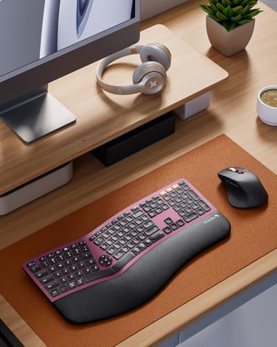 ProtoArc EKM01 Plus Wireless Ergonomic Keyboard Mouse Combo - Wine Red - Image 7