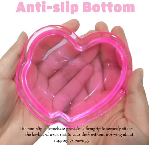 Gel Wrist Rest for Keyboard and Mouse Transparent Pink Heart Elbow Pad Cushion Ergonomic Cute Clear Cool Mouse Wrist Pad Silicone Non-Slip Support for Computer Gaming Home Office Hand Pillow - Image 6