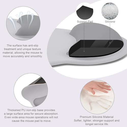 MOSISO Wrist Rest Support for Mouse Pad&Keyboard Set, Gray - Image 2