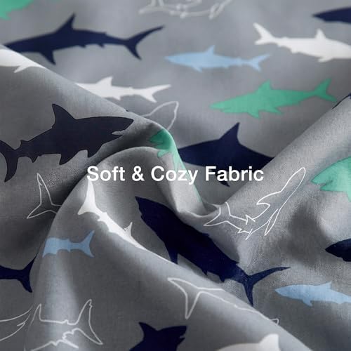 Full Size Comforter Set for Boys -7 Pieces Shark Full Size Bedding Sets - Image 6