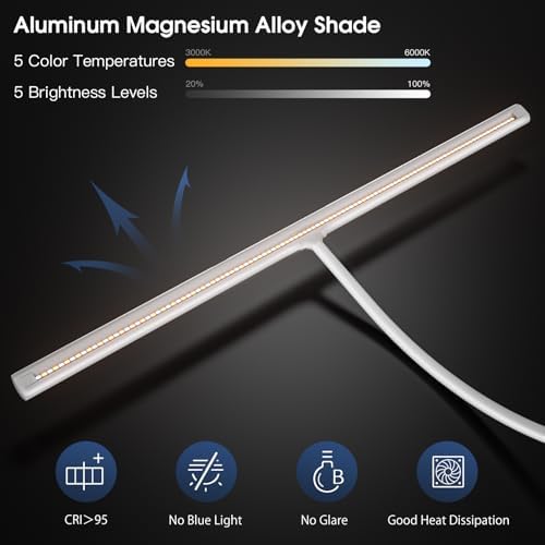 EYOCEAN Desk Lamp, 31.5" Desk Light for Home Office, Brightest 24W, Gesture Sensor & Remote Control, Dimmable & Color Temperature, Monitor Light Bar with Telescopic Rod, Height Adjustable - Image 4