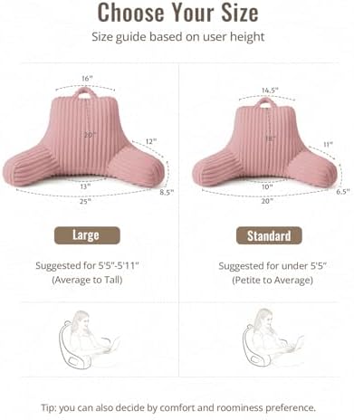 Blissful Diary Reading Pillow for Sitting in Bed, Flannel Back Pillow Bed Sitting Up for Adult & Children, Backrest Cushion for Sit Up in Couch or Floor, Dorm Essentials, Plush Pink - Image 7