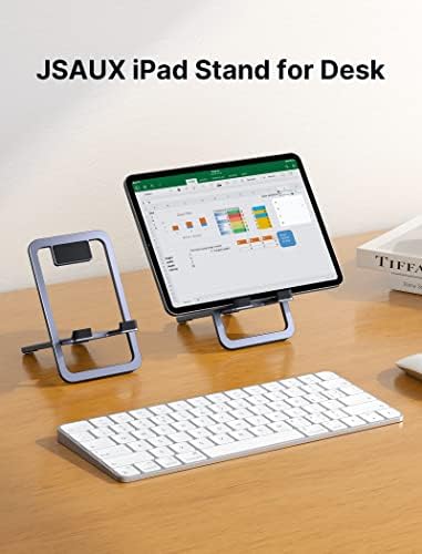 JSAUX Universal Tablet Stand, Fold-Flat Adjustable Holder, Gray - Image 2