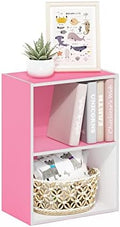 Furinno LUDER 2-Tier Book Shelf, Open Shelves Bookshelf, Pink/White by Furinno-FitsYourSpaceFitsYourBudget