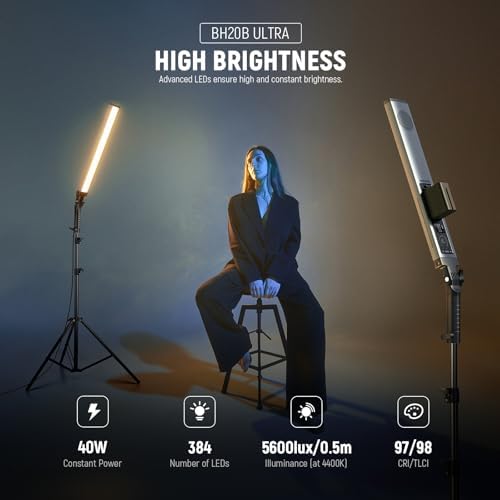 NEEWER Handheld 2.4G LED Video Light Stick Kit, Upgraded 40W Dimmable 3200K-5600K CRI97 with Stands/Filters/Carry Bag for Gaming Photography YouTube TikTok Video Recording, BH20B Ultra - Image 3