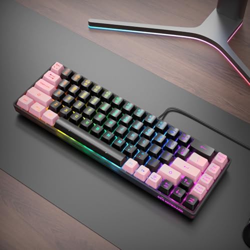 GEODMAER 65% Gaming Keyboard, LED Backlit, Ultra-Compact Anti-Ghosting No-Conflict 68 Keys Membrane Gaming Wired Keyboard for PC Laptop Windows Gamer(Black-Pink) - Image 7