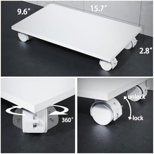 CPU Stand、Mobile CPU Holder、Computer Tower Stand with 4 Caster Wheels Fits for PC、Printer、Most Computer Tower、Office、Home、Planter Caddies、Dog Bowl Stand (White) - Image 4